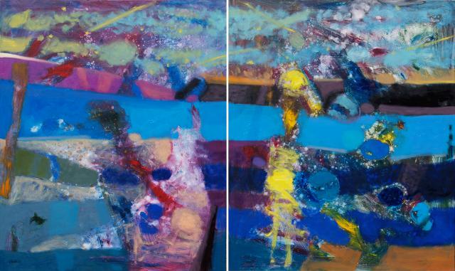 Night by the Sea, oil on canvas, 120 x 200 cm (diptych), 2012