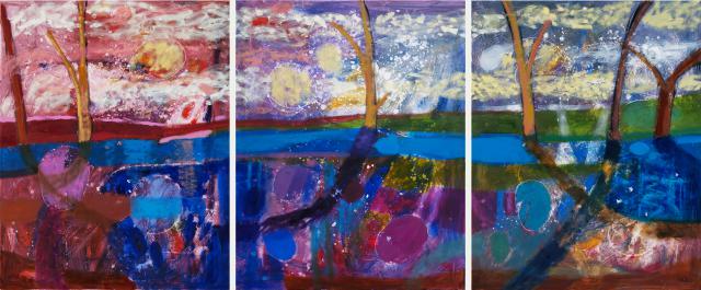 Night at the Blue Pond, oil on canvas, (triptych) 100 x 240 cm, 2010