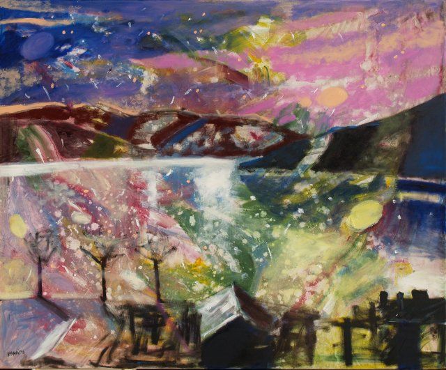 Świt w Notodden, olej na płótnie, 100 x 120 cm, 2016