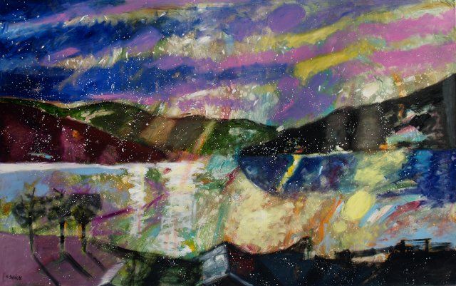 Świt w Notodden II, olej na płótnie, 150 x 240 cm, 2017